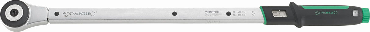 STAHLWILLE 750NR/400 | Llave dinamométrica 80-400 N·m con carraca de 3/4 pulgadas | con certificado | Fabricado en Alemania
