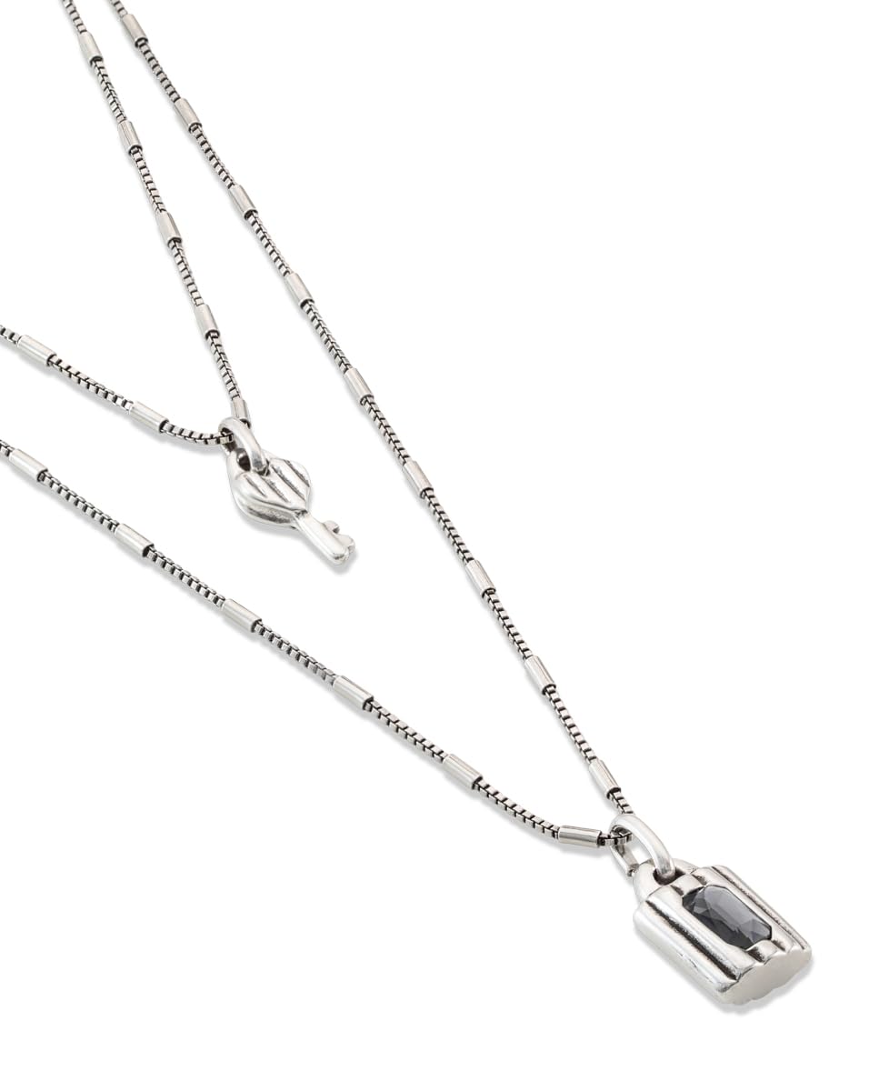 UNO de 50, Collar Aleación Metales, Plata de Ley, Charms Llave y Candado, Joya Artesanal, Diseño Creativo