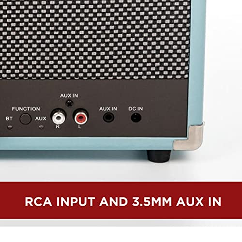 GPO Westwood Retro 25 Altavoz con subwoofer de 25 vatios, entrada RCA, Bluetooth, rejilla vintage y asa de transporte - Azul