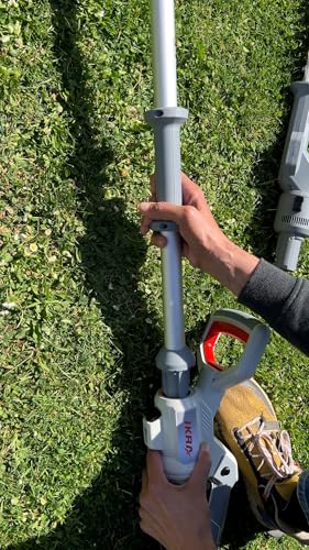 IKRA Tijeras Cortasetos 2 en 1 ICPH 2050 con pértiga telescópica para setos Altos, Incl. 2 baterías de 20 V, estación de Carga rápida y Cinta de Hombro