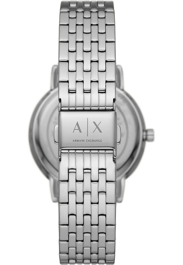 Armani Exchange Reloj de Mujer, Movimiento de Cuarzo/múltiple, Caja de 36MM de Acero Inoxidable Plateado con Correa de Acero, AX5585, Tono Plateado y Grunge