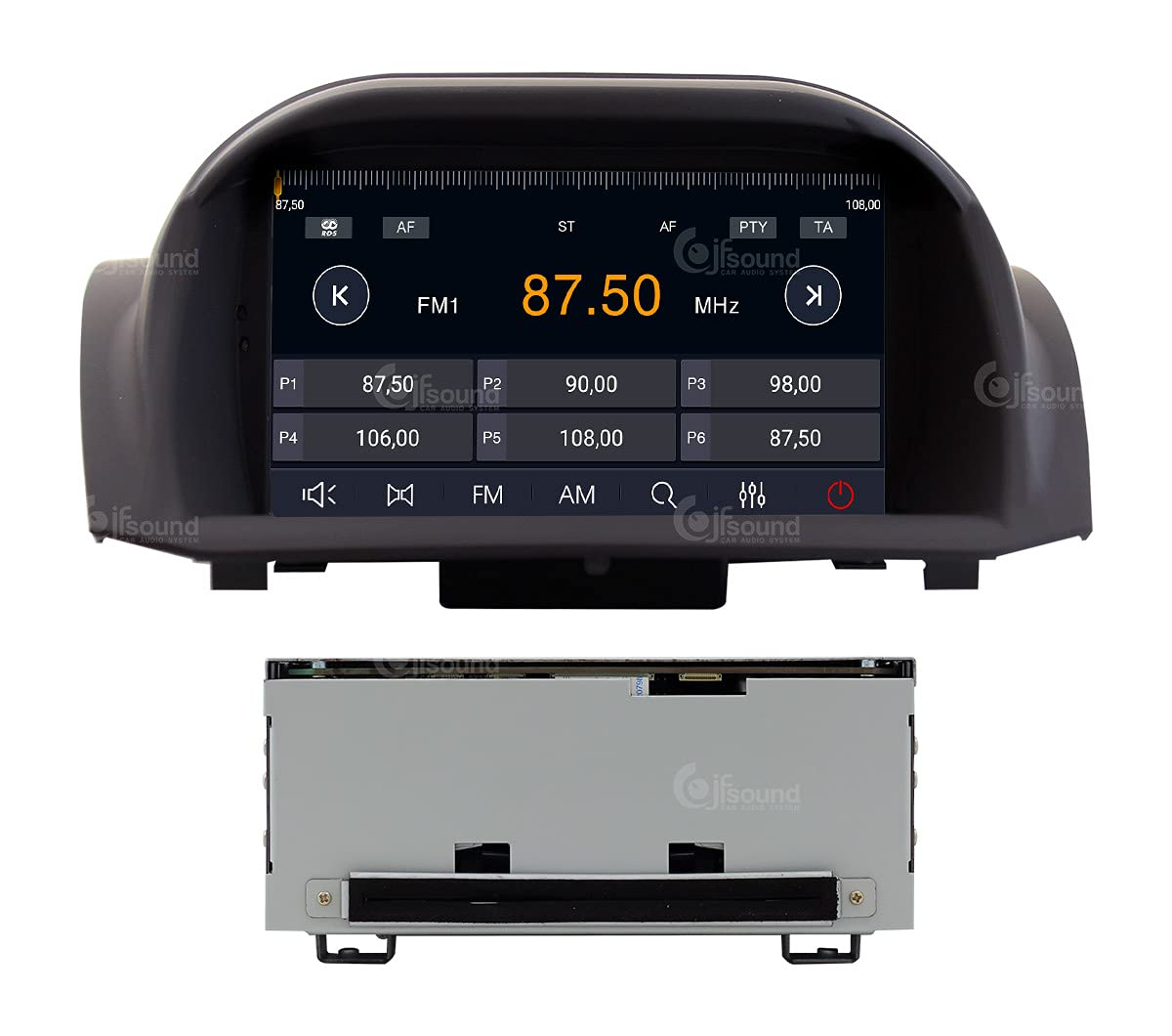 Autorradio de Ajuste Personalizado para Ford Fiesta 6° Serie Restyling Android GPS Bluetooth WiFi Dab USB Pantalla táctil Full HD 7" procesador de 8 núcleos y comandos de Voz