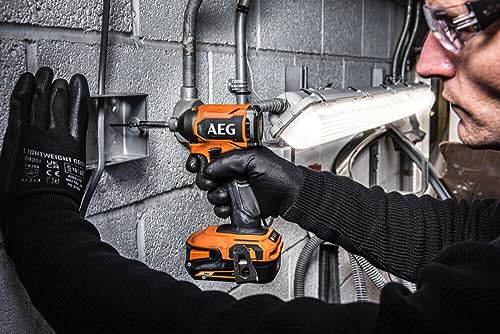 AEG - Destornillador de impacto SUBCOMPACT 18 V BRUSHLESS, 205 Nm, 4 modos, 0 a 2900 rpm, 0 a 4200 cps/min, receptáculo Hex 1/4", sin batería, ni cargador, de cartón