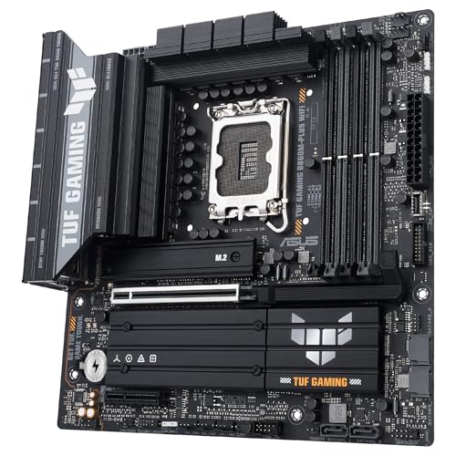 ASUS TUF Gaming B860M-PLUS WiFi, Placa Base Intel mATX, 12+1+2+1 80A etapas de alimentación DrMOS, DDR5, PCIe 5.0, 3 Ranuras M.2, Wi-Fi 7, Realtek 2.5Gb Ethernet, DisplayPort, HDMI, USB 20Gbps Tipo-C