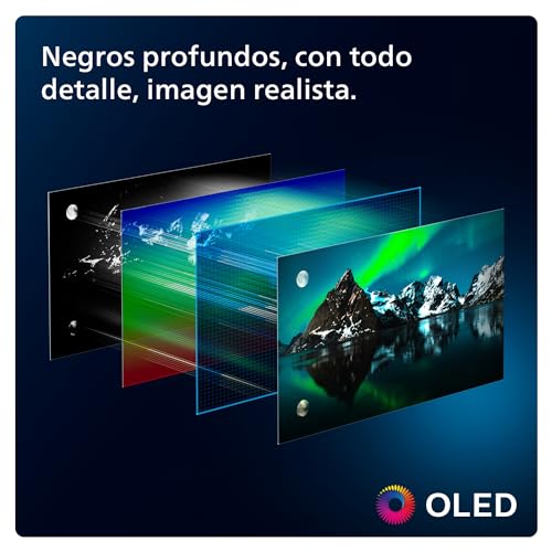 Philips Ambilight 55OLED769: Smart TV 4K OLED - Pantalla de 55 Pulgadas con P5 AI Picture, Titan OS, Dolby Vision y Dolby Atmos Sound, Funciona con Alexa y Asistente de Google - Marco Metálico