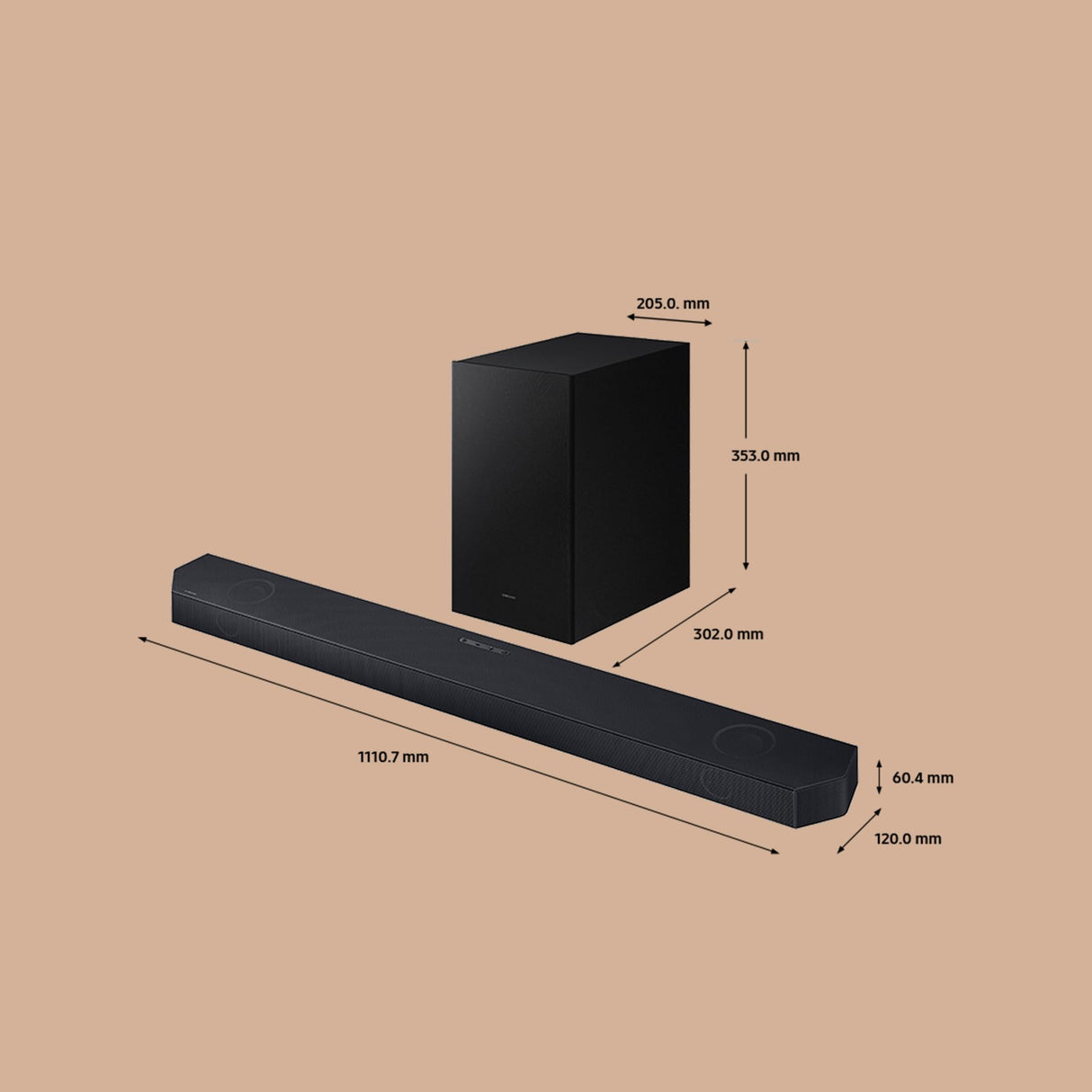 SAMSUNG Barra de Sonido HW-Q700D/ZF -Wireless Dolby Atmos, 3.1.2ch Sound, Q-Symphony, SpaceFit Sound