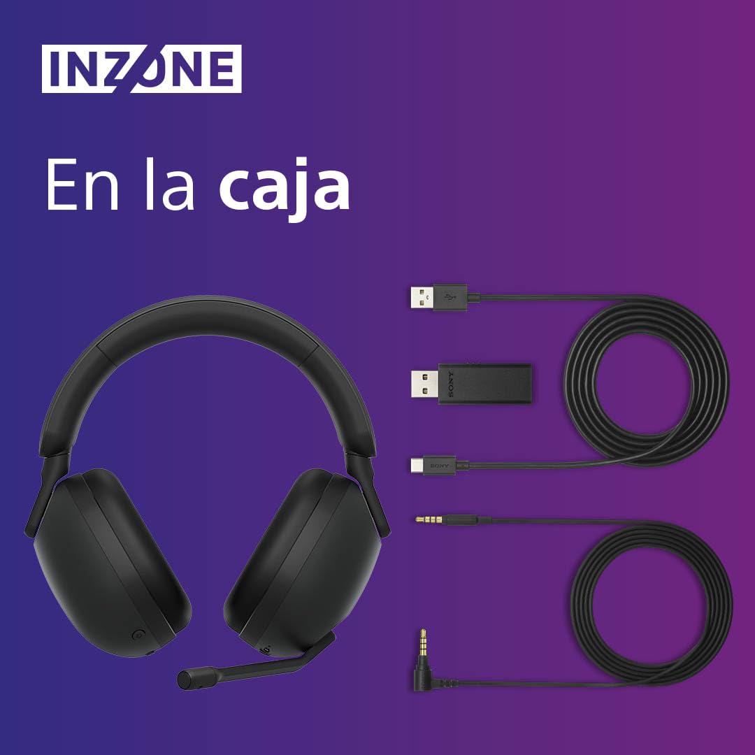 Sony INZONE H9, Auriculares inalámbricos Noise Cancelling Gaming, 360 Spatial Sound, cómoda sujeción, 32 Horas autonomía, Baja latencia, micrófono Boom de Calidad, Compatible con PC y PS5
