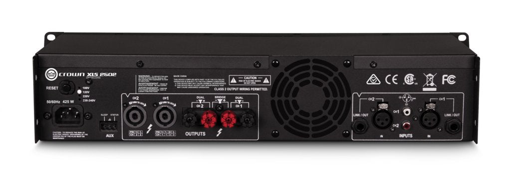 Crown XLS 2502 2.0 con cable negro amplificador de audio - amplificadores de audio (2.0 canales, D, 0,5%, 103 DB, 1200 W, 775 W)
