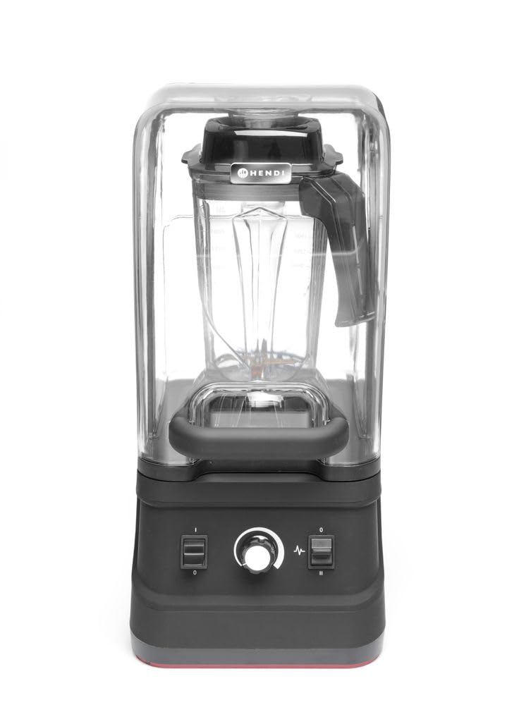 HENDI Batidora profesional con cubierta insonorizada, control manual, jarra de policarbonato resistente al calor y frío, velocidad variable, 230V, 1680W, 250x300x(H)540mm, ABS, acero inoxidable