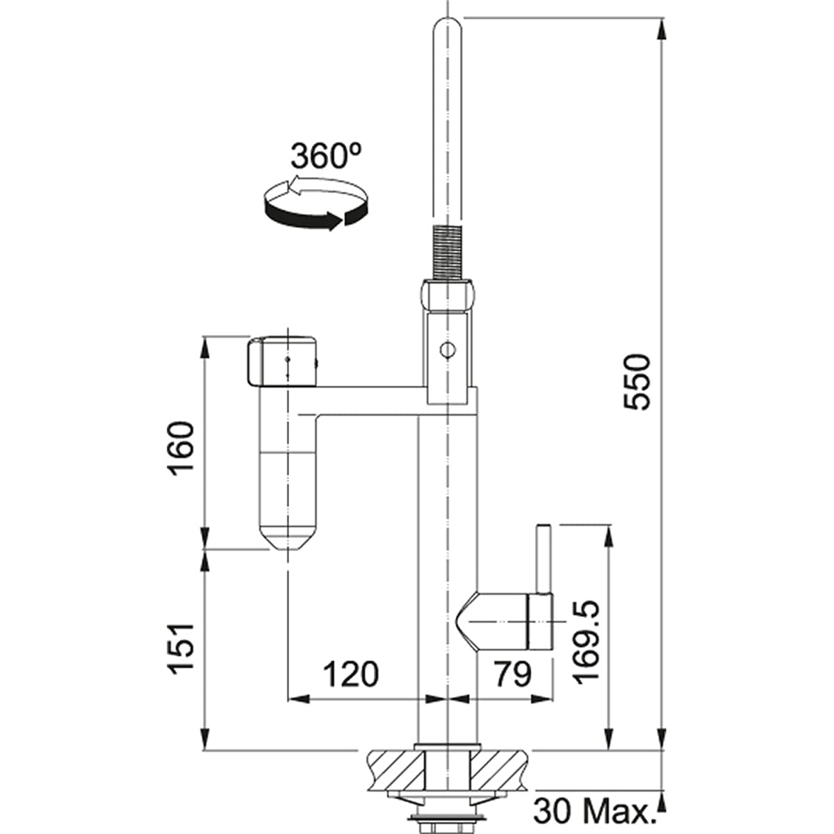 FRANKE 112.0489.809 Grifo del Fregadero de la Cocina, Black Steel/Optical Steel