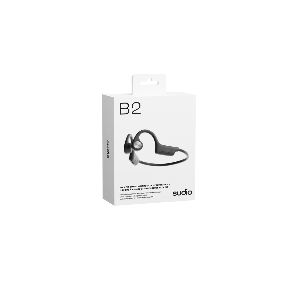 Sudio B2 Black, Open Ear, Bone Conduction, IPX5, Bluetooth v5.3, USB-C, 12 h de Tiempo de reproducción