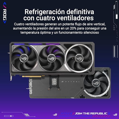 ASUS ROG Astral GeForce RTX 5080 Tarjeta gráfica Gaming (PCIe 5.0, 16GB GDDR7, HDMI/DP 2.1, 3.8 Ranuras, 4 Ventiladores, Axial-Tech, cámara de Vapor, Almohadilla térmica de Cambio de Fase)