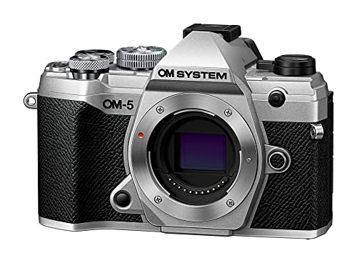 OM SYSTEM OM-5 Cámara con Sistema Micro Four Thirds, Sensor Live Mos de 20 MP, Estabilización de Imagen Mejorada de 5 Ejes, IP53, Handheld High Res Shot, Plata