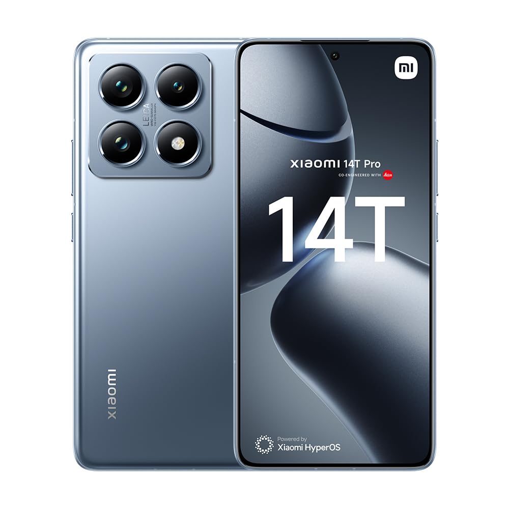 Xiaomi 14T Pro – Smartphone de 12GB+1TB, Lentes Leica Summilux, MediaTek Dimensity 9300+, Pantalla AMOLED 6,67'' 144Hz, HyperCharge 120W, Azul Titanio (Versión ES)