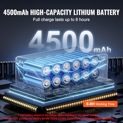 VEVOR Cámara de Alcantarillado con Localizador 512 Hz, 50 m, Cámara de Inspección de Drenaje con Nivelación Automática, Zoom 36X, 12 LED, Tarjeta 32 GB, para Tuberías de Conductos, 320 x 390 x 155 mm