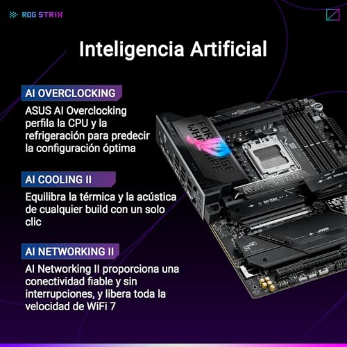 ASUS ROG Strix X870E-E Gaming WiFi - Placa Base AMD ATX, 18+2+2 etapas de Potencia, DDR5, 5X M.2, PCIe 5.0 Compatible con GPU de última generación, WiFi 7, USB 20G con PD 3.0 de hasta 30 W