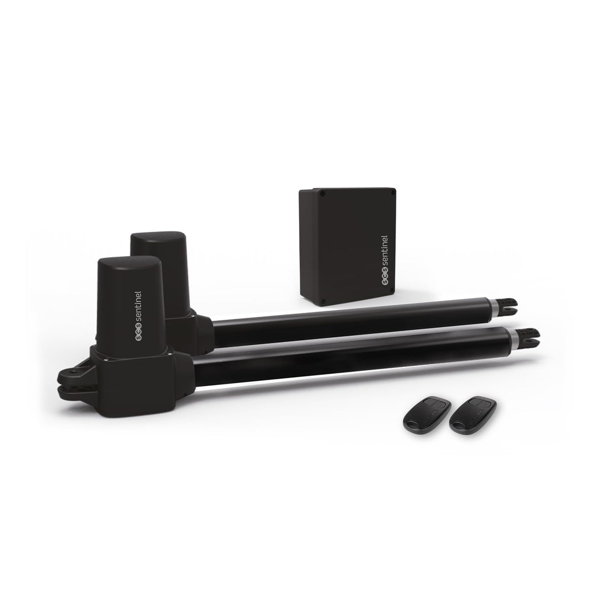 SCS Sentinel, MVE0116, Motorización 24V con Cilindros para Cancela batiente 4M/300kgs, 2 mandos a Distancia de 2 Canales, Compatible con Madera, Aluminio, Hierro, PVC Reforzado, SimplyOpen 1+