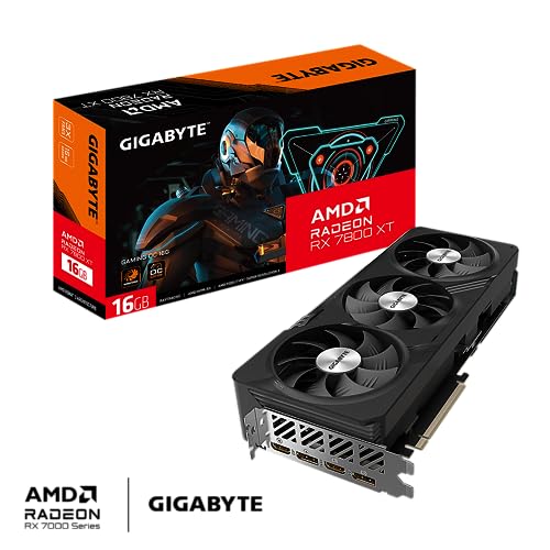 Gigabyte Tarjeta gráfica Radeon RX 7800 XT Gaming OC de 16 GB - 16 GB GDDR6 de 256 bits, Sistema de refrigeración Windforce, Placa Trasera de Metal, DP 2.1, HDMI 2.1, Arquitectura AMD RDNA 3,