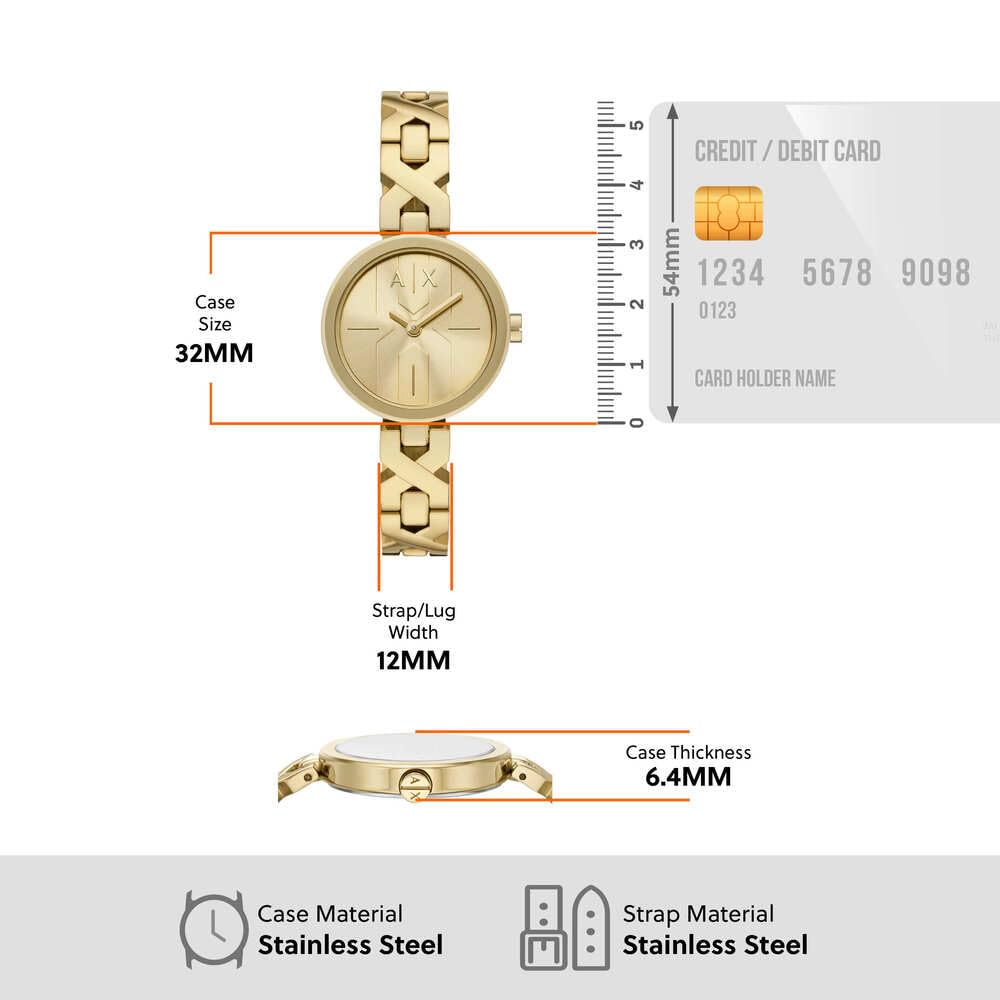 Armani Exchange Reloj Mujer, Movimiento de Cuarzo Dos Agujas y Caja de 32 mm con Correa de Acero Inoxidable