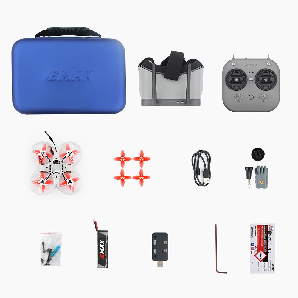EMAX Tinyhawk 3 Plus Drone RTF Kit Listo Para Volar FPV Analógico Drone Mini Racing Quadcopter con Gafas y E8 Transmisor para Niños Adultos y Principiantes