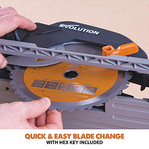 Evolution Power Tools - Sierra circular multimaterial R185CCSX+ con guía compatible (paquete plus con bolsa de transporte), 185 mm, 230 V