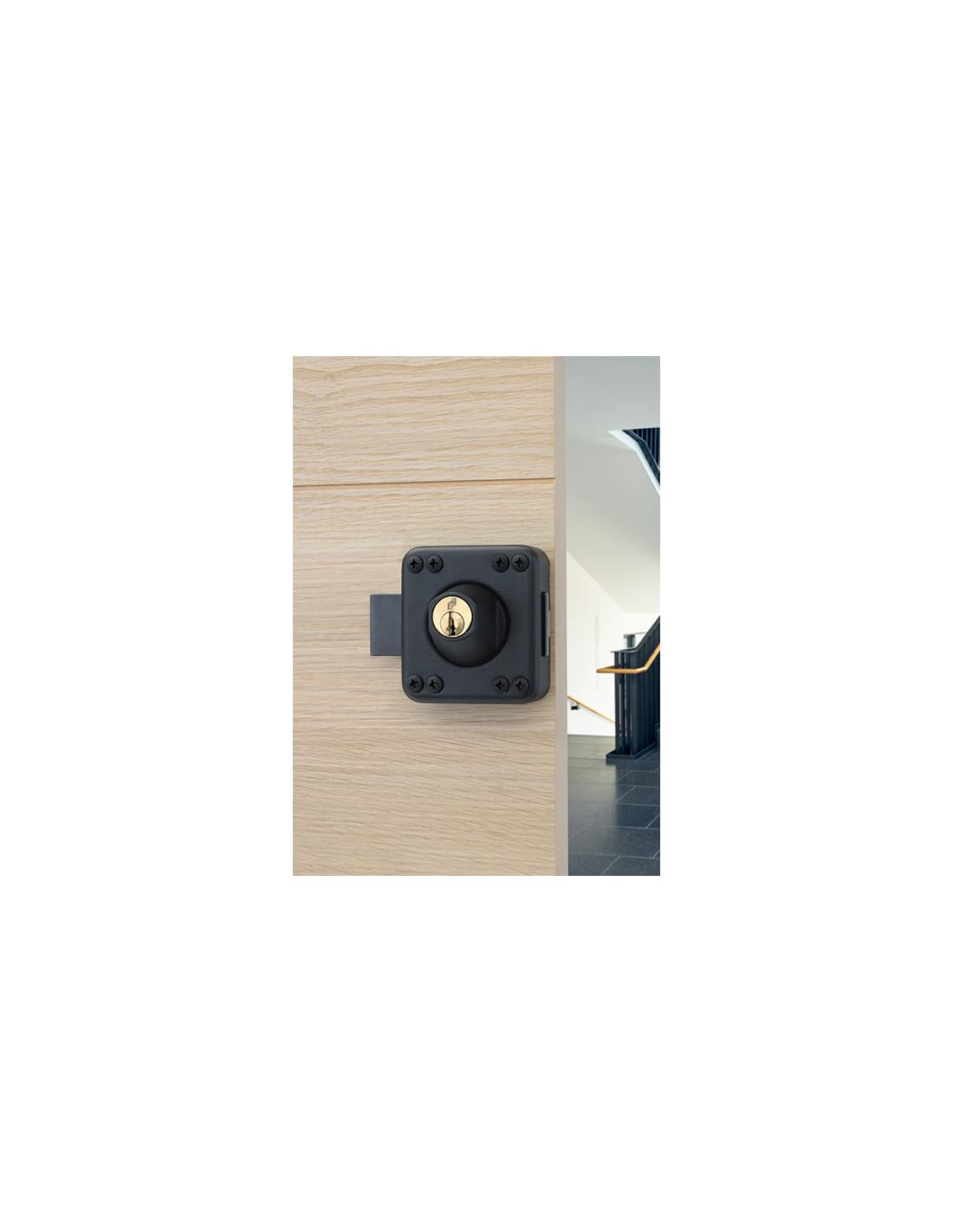 FTH - Cerradura de puerta FTH R85 doble entrada, cilindro de 45 mm, maletero y cerrojo mate, 3 llaves dentadas