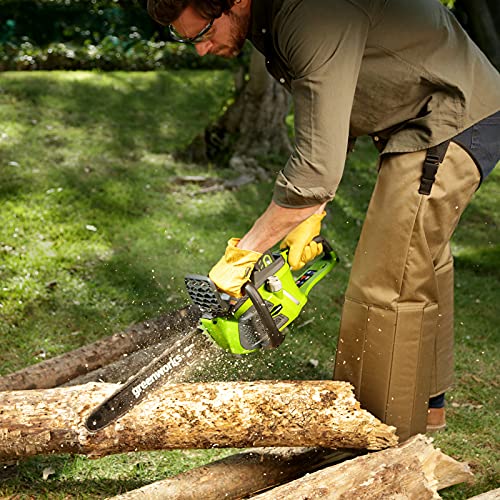 Greenworks Motosierra de batería GD40CS40 (Li-Ion 40V 11 m/s velocidad cadena 40cm longitud de espada 180ml volumen del depósito de aceite potente motor brushless sin batería y cargador)