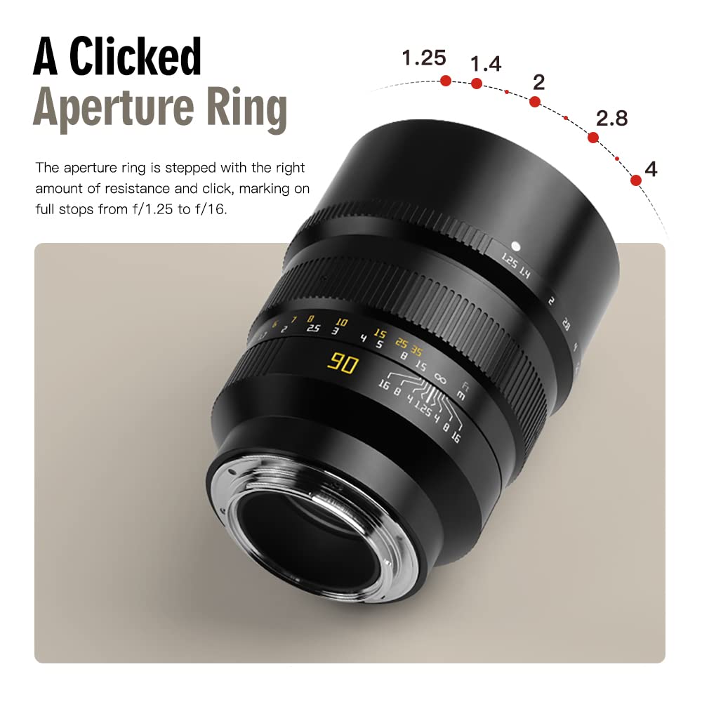 TTArtisan Lente con Cuerpo de Metal de 90 mm F/1.25 Compatible con Montura Canon R - Negro