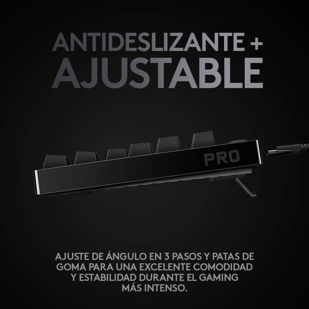 Logitech G Pro TKL Teclado Gaming Mecánico sin Teclado numérico, Teclas GX-Clicky Azules, RGB LIGHTSYNC, Diseño portátil para Esports, Cable Micro USB Desmontable, QWERTY Español, Negro