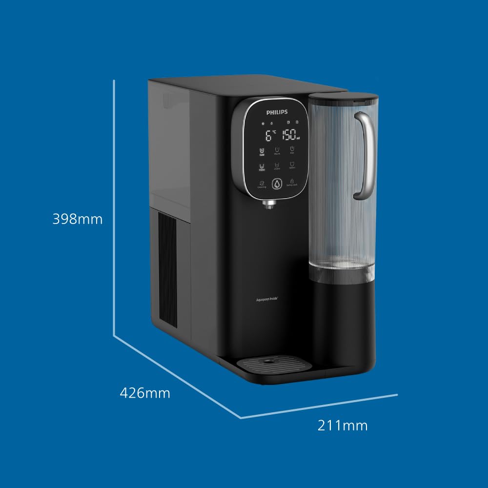 Philips Water Dispensador sobremesa de ósmosis inversa ADD6912BK/10, elimina hasta 110 sustancias, agua fría, caliente y a temperatura ambiente, vida útil del filtro 1 año