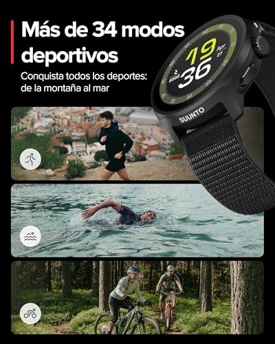 SUUNTO Run Reloj GPS Running, Pantalla Táctil AMOLED 1,32'', Ligero, Multideporte, Monitor Actividad, GPS Preciso, Seguimiento Cardíaco/Sueño, 12 Días Autonomía, 4GB Almacenamiento Música