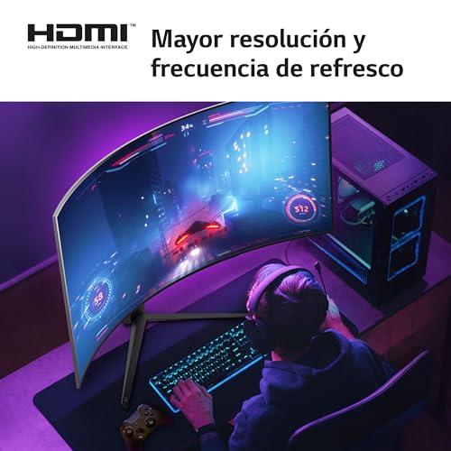 LG 45GR95QE-B - Monitor Gaming Ultragear (OLED: 3440x1400, 21:9, 200cd/m², 1.5M:1, 0.03ms, 240Hz, DCI-P3>90%, HDR10); diag. 113cm; HDMI, USB-A; NVIDIA G-Sync, AMD FreeSync Premium, Negro