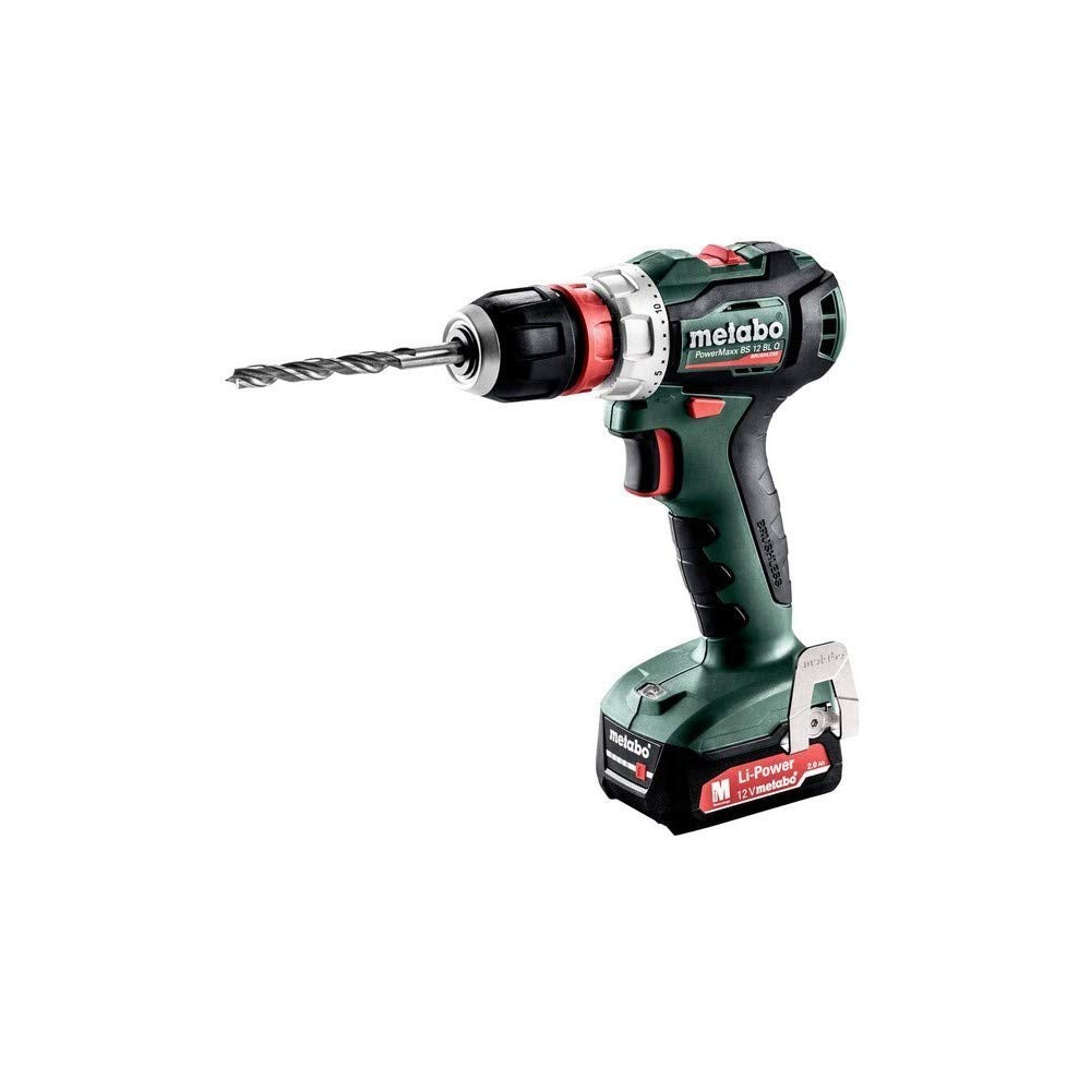 METABO MÁQUINAS - Metabo POWERMAXX BS 12 BL Q Sin llave Negro, Verde, Rojo, Plata 1650 RPM 1,1 kg - Taladro eléctrico (1650 RPM, 1 cm, 2,5 cm, 45 Nm, 18 Nm, 398,3 in-lb)