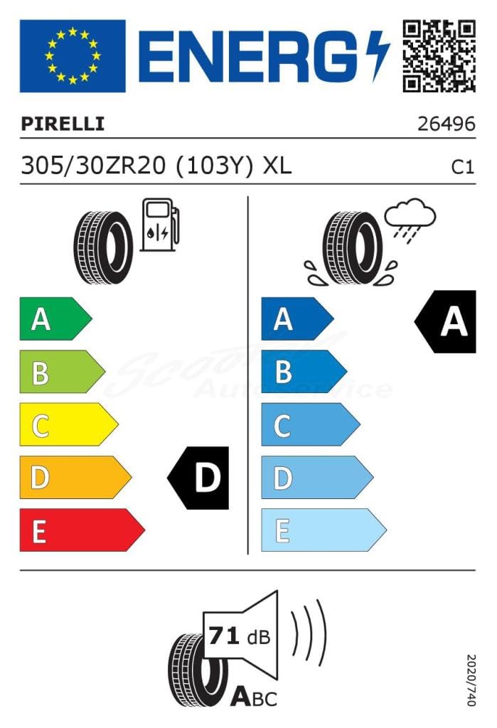 PIRELLI 305/30 R20-30/305/R20 103Y - E/A/71dB - Neumáticos de verano (Coche de pasajero)