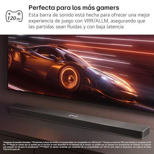 LG S95TR - Barra de Sonido Inteligente, 810W, 9.1.5 Canales, Sonido Envolvente Dolby Atmos y DTS, Amplia Conectividad, Bluetooth, USB, Entrada Óptica, Negro