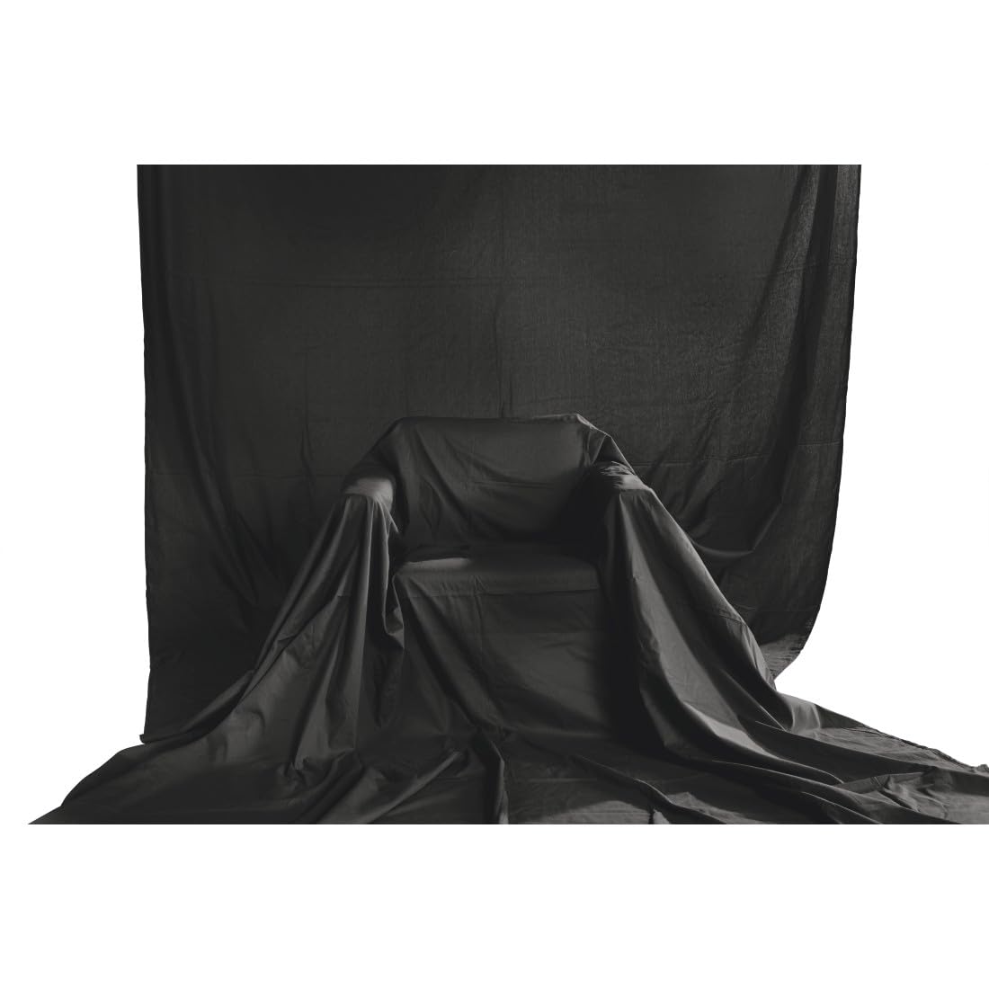 Hama Telón de Fondo fotográfico de 2,95 x 6 m (Fondo Plegable para Estudio fotográfico, 100% algodón, Pantalla Negra, Fondo para fotografía, vídeo y televisión), Color Negro