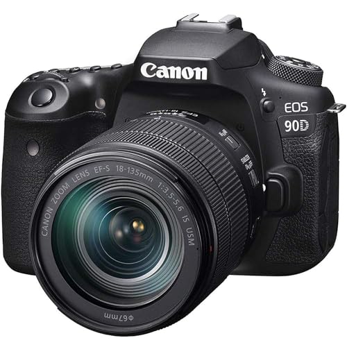 Canon EOS 90D - Cámara Réflex de 32.5 MP (Sensor APS-C, 45 Puntos AF, Disparos de 10fps, EOS Movie 4k+Full HD, Wi-fi, Bluetooth) Negro - Kit Cuerpo con Objetivo EF-S 18-135mm f/3.5-5.6 IS USM