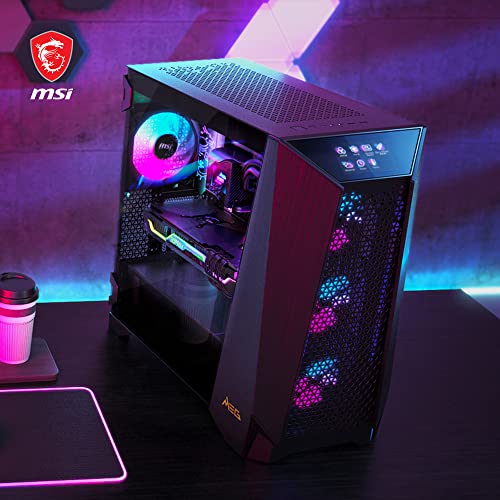 MSI Meg Prospect 700R - Carcasa para PC de Torre Media, Capacidad E-ATX, Pantalla táctil IPS, Panel Lateral Modular, 4 Ventiladores ARGB de 140 mm, Puertas batientes Izquierda/Derecha, 4 filtros de