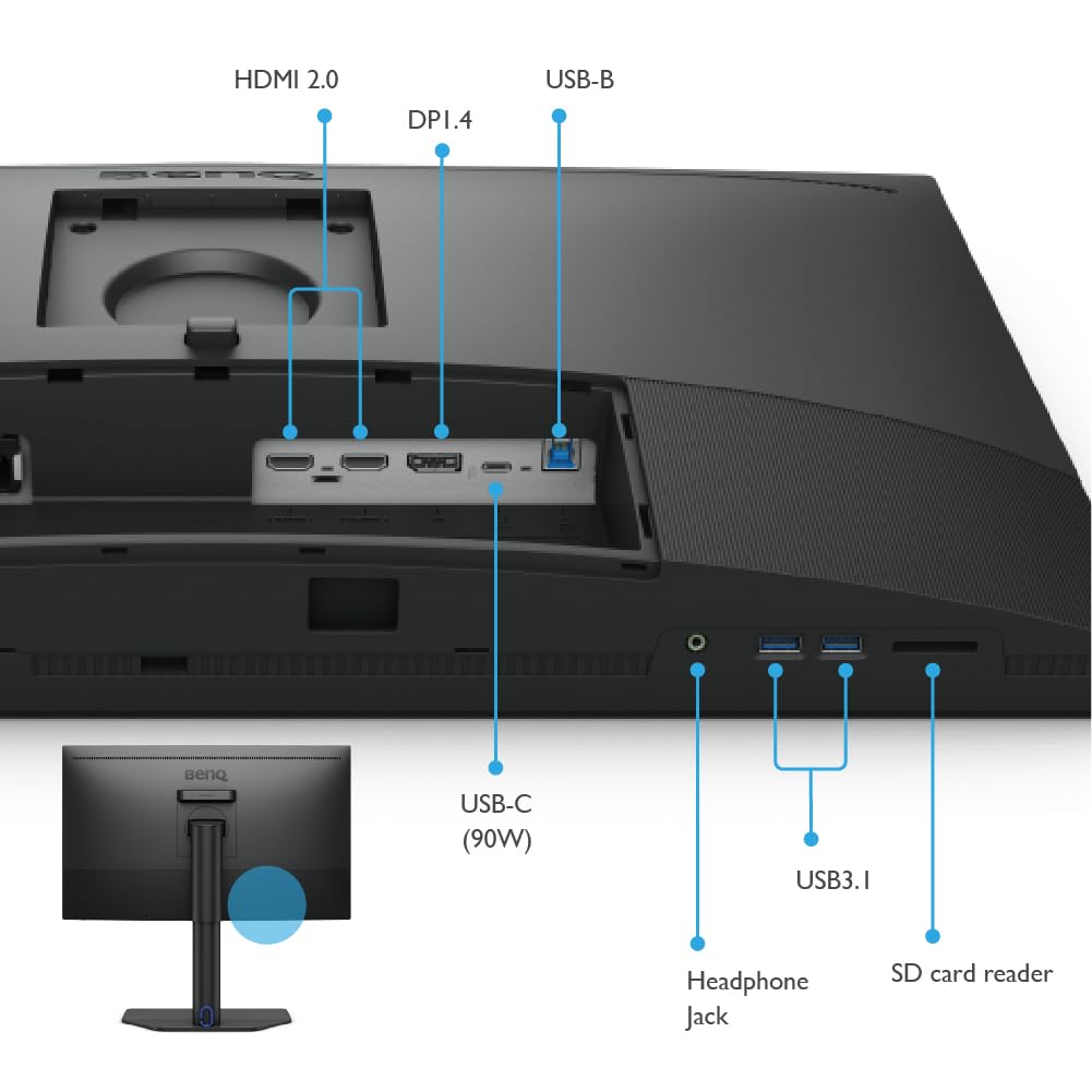BenQ SW272U Monitor para edición fotográfica 4K de 27 Pulgadas USB-C 90 W 99% Adobe RGB