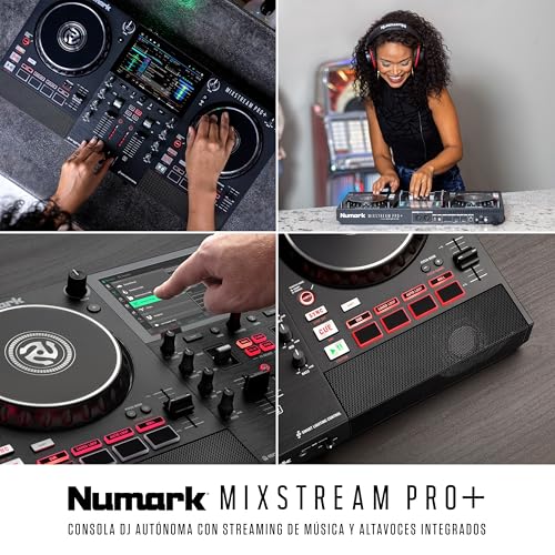 Numark Mixstream Pro+ Controlador DJ, separación de stems, 2 decks, streaming por wifi, mezclador, pantalla táctil 7" y altavoces; Serato y Virtual DJ
