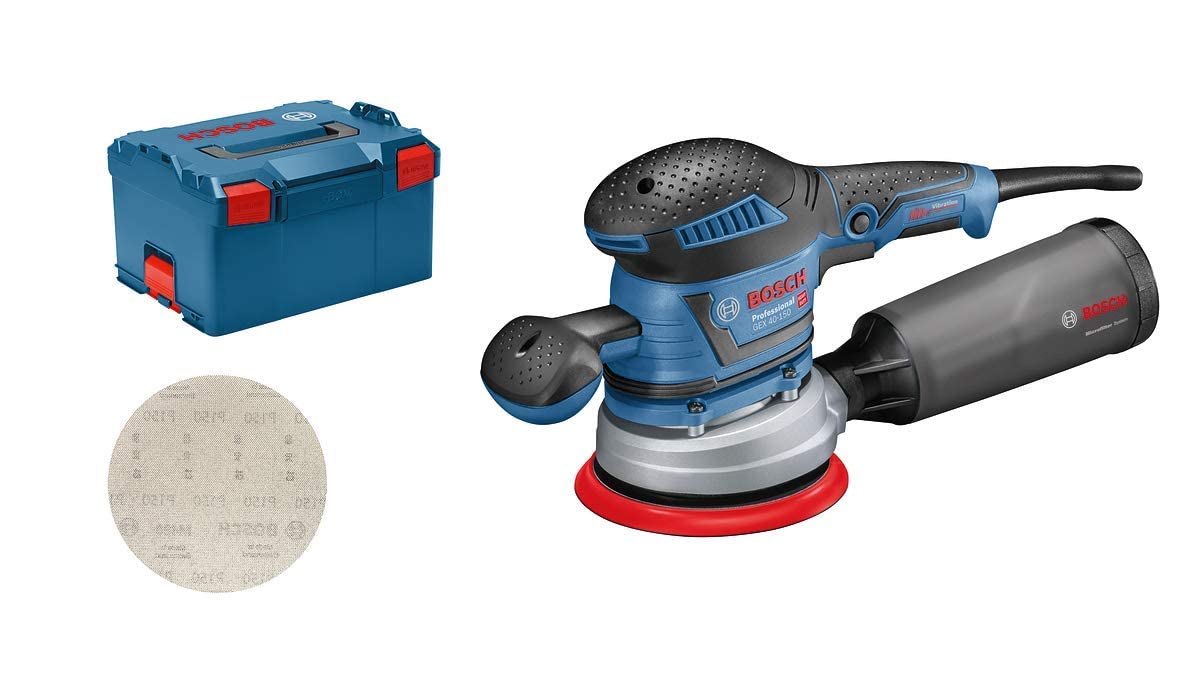 Bosch Professional GEX 40-150 - Lijadora excéntrica (400 W, Ø plato 150 mm, en L-BOXX)