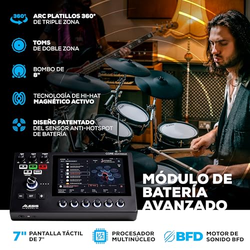 Alesis Strata Core - Kit de Batería Electronica con Pantalla Táctil, Platillos de triple zona, hi-hat magnético activo y parches de malla de doble zona