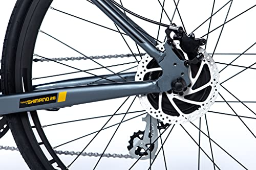 Moma Bikes E-ROAD28, Full Shimano Altus 8v, Frenos de Disco Hidráulicos, Batería Litio Samsung integrada y Extraible de 36V 10Ah