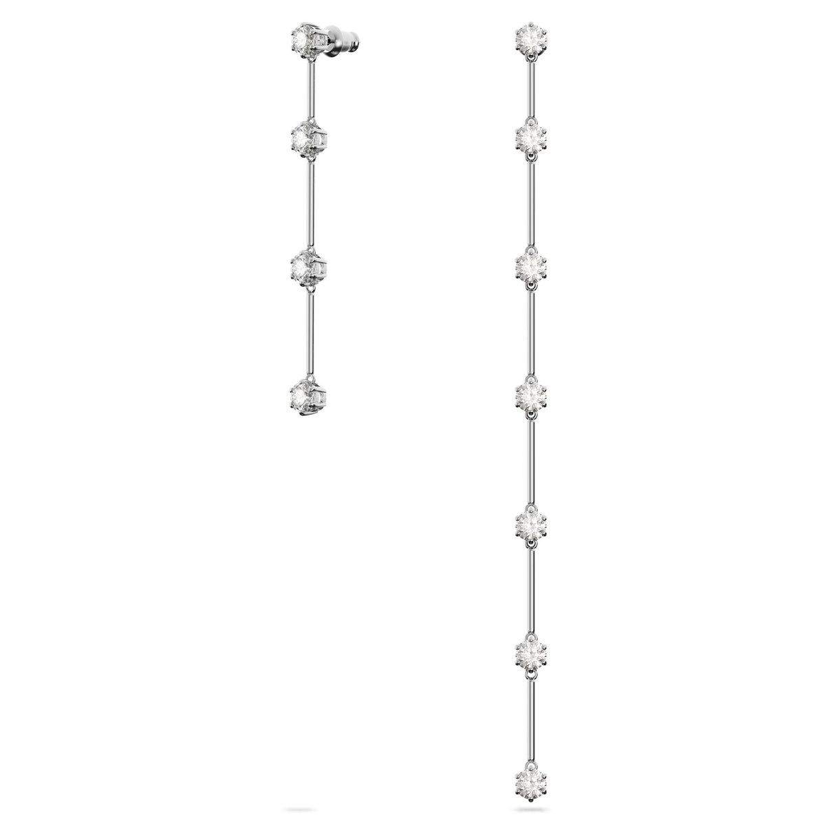Swarovski Pendientes Constella, Diseño asimétrico, Blancos, Baño de rodio