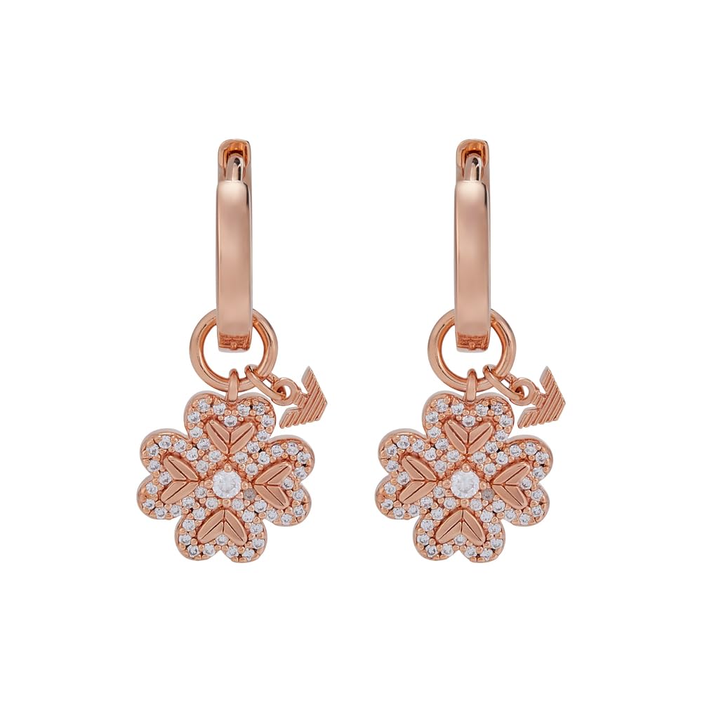 Emporio Armani Pendientes Sentimental de plata de ley de oro rosa para mujer, EG3610221, talla única, Sin piedra preciosa, Rosa Coral