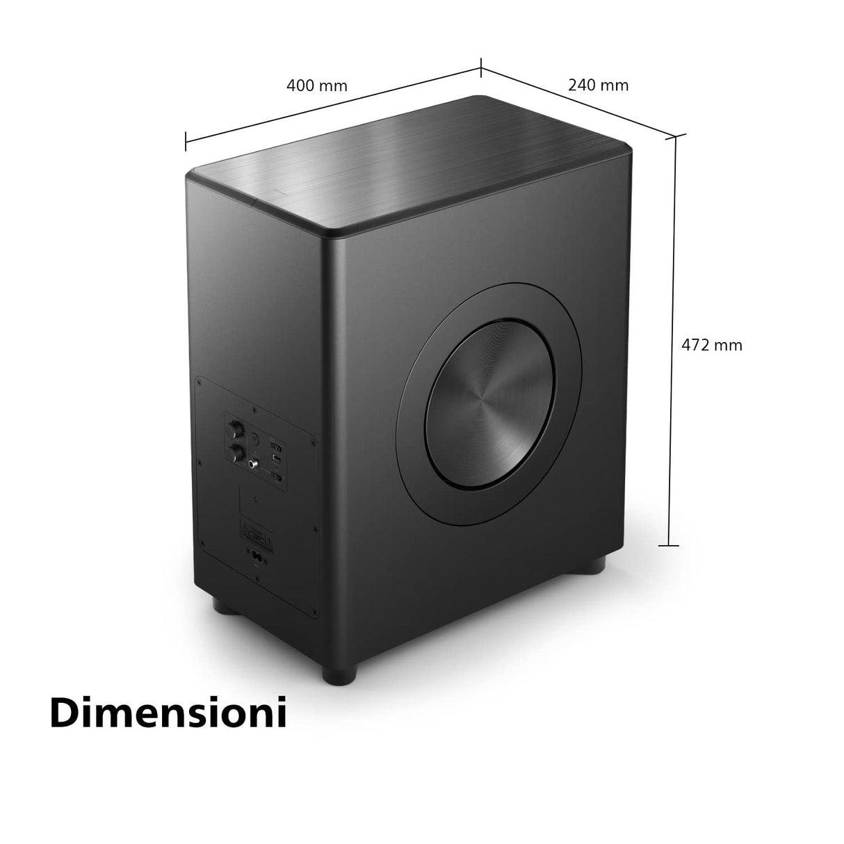 Philips FW1 | Subwoofer inalámbrico | Sonido cinematográfico | Graves Ricos y Profundos | Bonito diseño | 420 W de Potencia de Salida | Negro