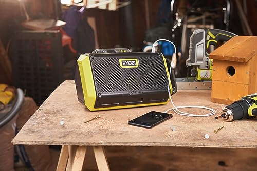 Ryobi - Altavoz Portátil Bluetooth 10W 18V One+ - hasta 17 Horas de Reproducción con Batería de 5 Ah - Peso 1,6kg - Alcance del Bluetooth 25m - Puerto de Carga USB - Sin Batería ni Cargador - RBT18-0