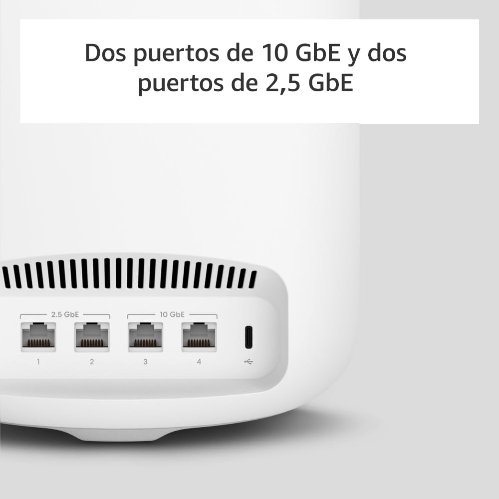 Router wifi de malla eero Max 7 de Amazon | Con Ethernet de 10 Gb/s, 232 m2 de cobertura y capacidad para conectar más de 200 dispositivos, ideal para videojuegos | 1 unidad, última generación