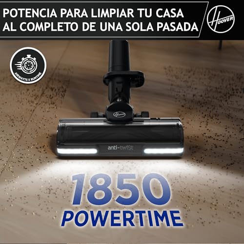Hoover HF9 Home HF920H, Aspiradora Escoba sin Cable, sin Bolsa, 3 en 1, Escoba, de Mano y Vertical, Cepillo Antienredos, Autonomía 60 min, Color Gris/Rosa