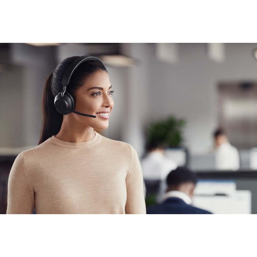 Jabra Evolve2 65 Auriculares Inalámbricos Estéreo PC con Soporte de Carga - Certificados para Microsoft Teams - Batería de Larga Duración - Adaptador Bluetooth USB-A - Negro